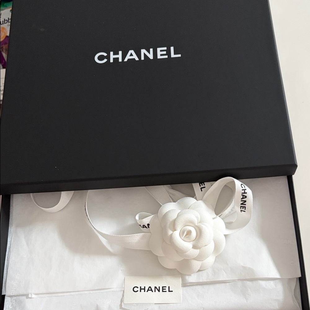 CHANEL White Camellia Hair Accessory